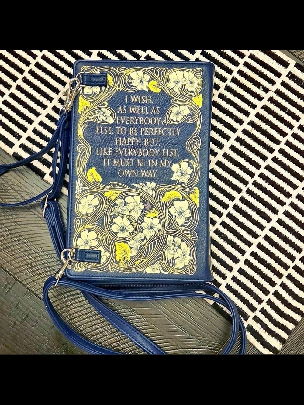 Sense and Sensibility by Jane Austen Blue Crossbody Book Bag - Picture 2 of 5
